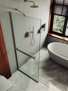 Душевая перегородка MaybahGlass MGD-731-2у 79см бронза